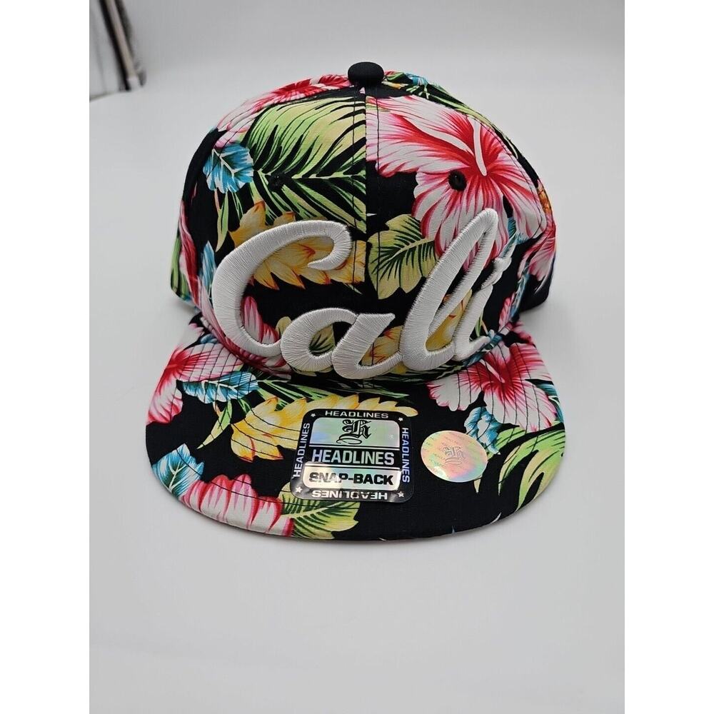 Headlines Black Floral Cali California Cap Flat Bill One Size - Preowned - C1